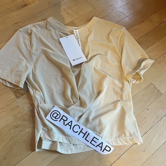 Sz 4 NWT Lululemon Lightweight Mesh Reversible Yoga T-Shirt Prosecco Beige Tan - Picture 5 of 7